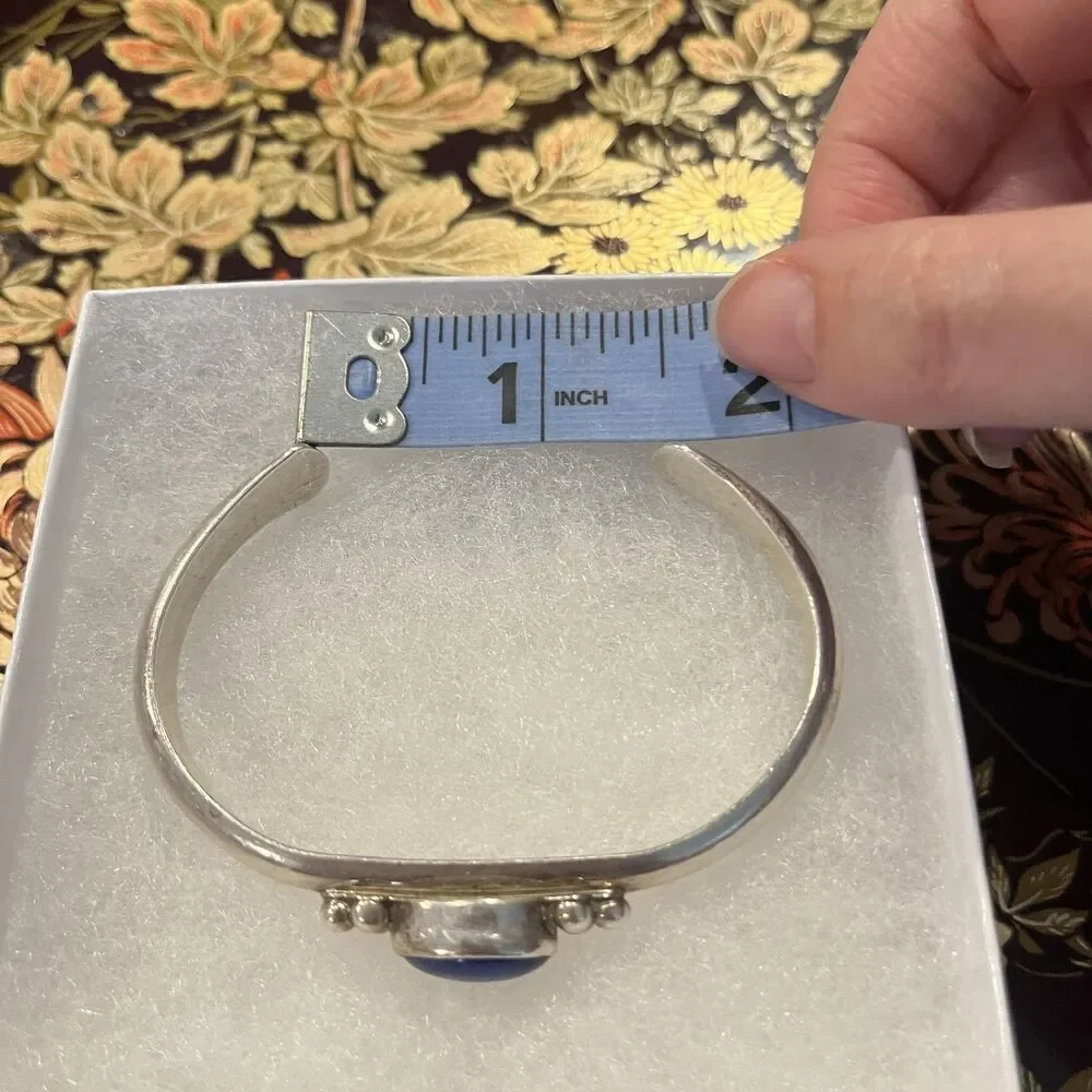Vintage Navajo Cuff Bracelet Sterling Silver 925 Lapis Lazuli Blue 28g Boho 20s